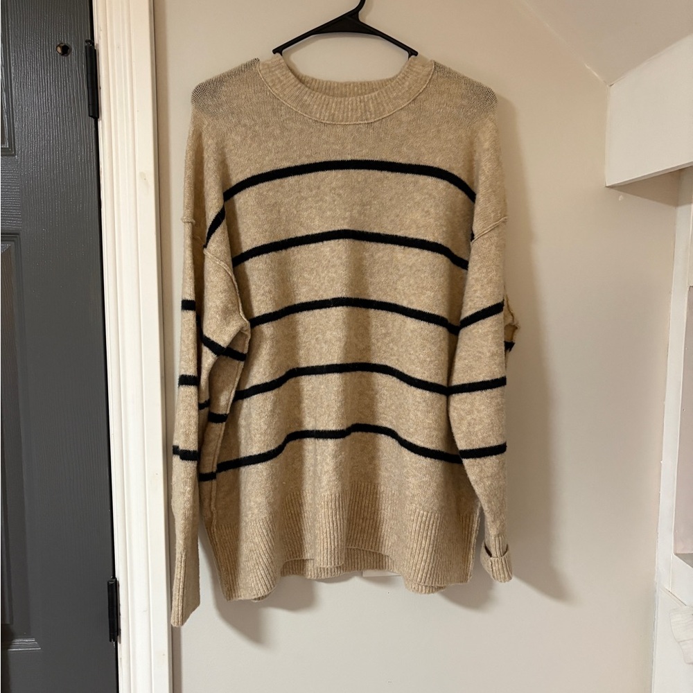 Aerie Tan and Black Striped Sweater